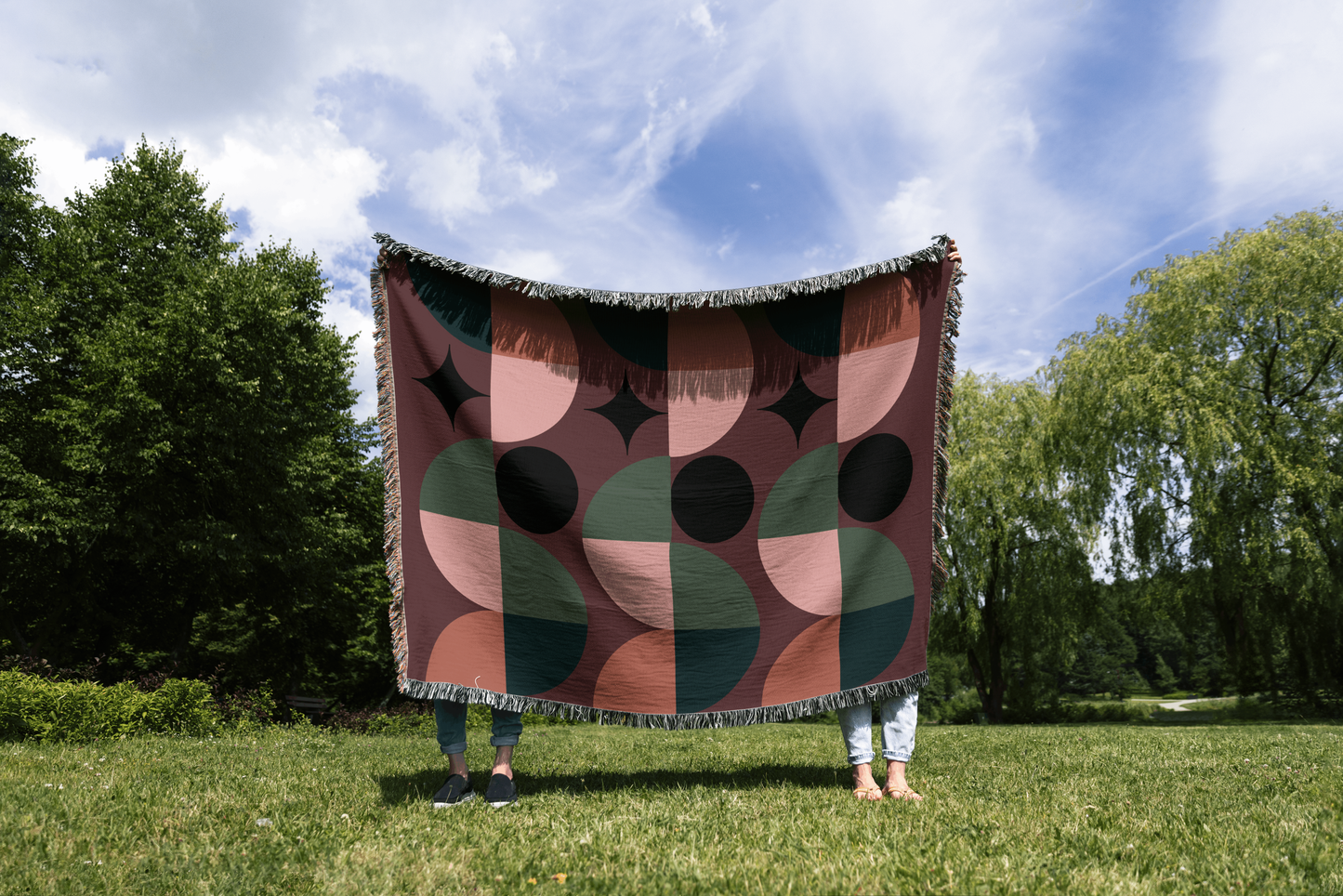 Geometric Colorblock Woven Throw Blanket