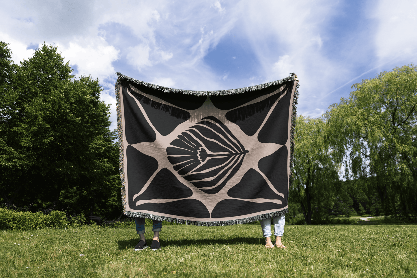 Modern Abstract Floral Woven Throw Blanket