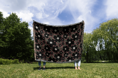 Midnight Bloom Woven Throw Blanket