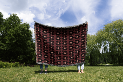 Retro Vintage Floral Woven Throw Blanket