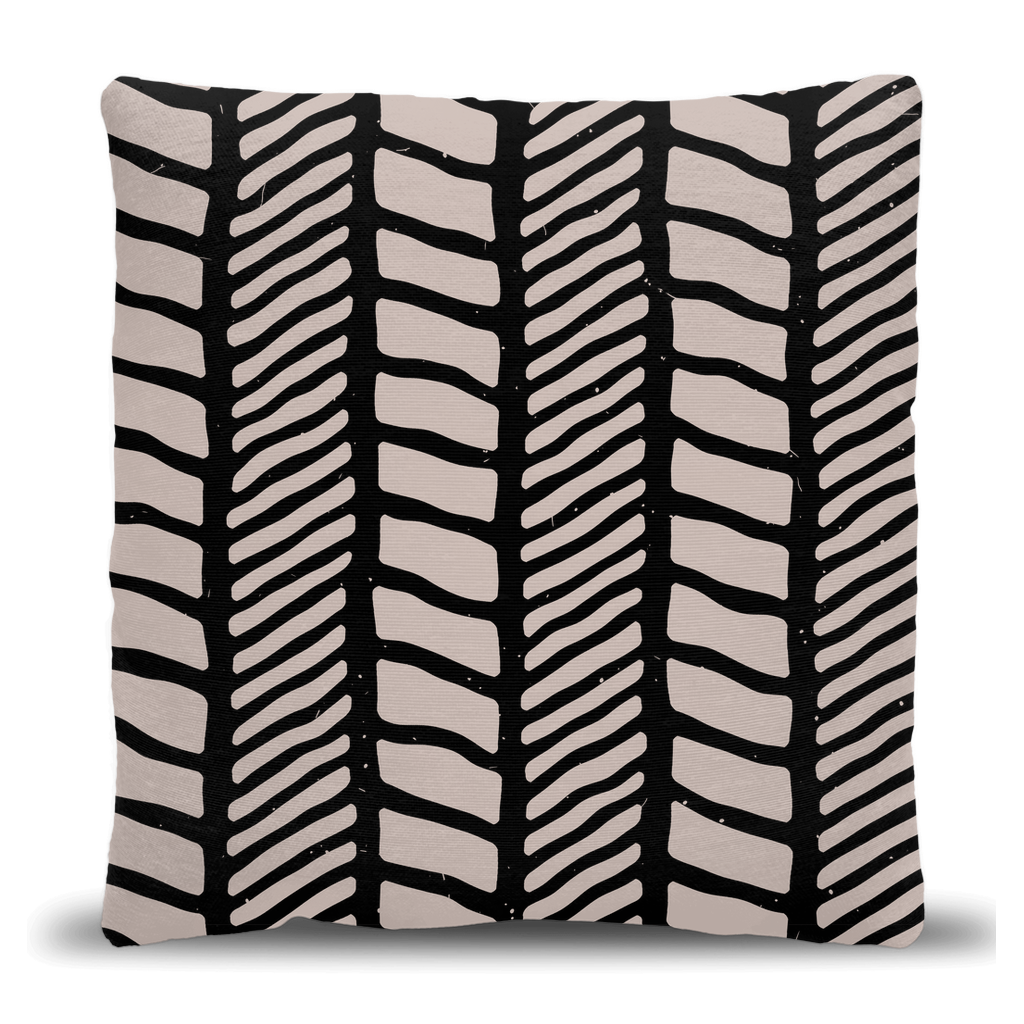 Black and Beige Abstract Herringbone Woven Pillow
