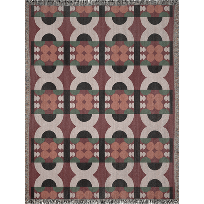 Retro Modern Geometric Woven Throw Blanket