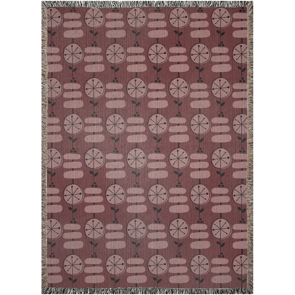 Pink Floral Abstract Woven Throw Blanket