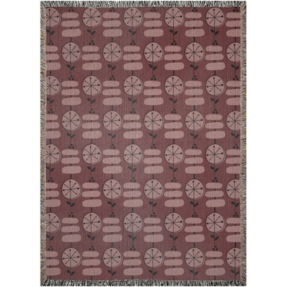 Pink Floral Abstract Woven Throw Blanket