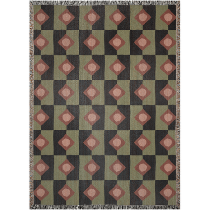 Retro Diamond Check Woven Throw Blanket