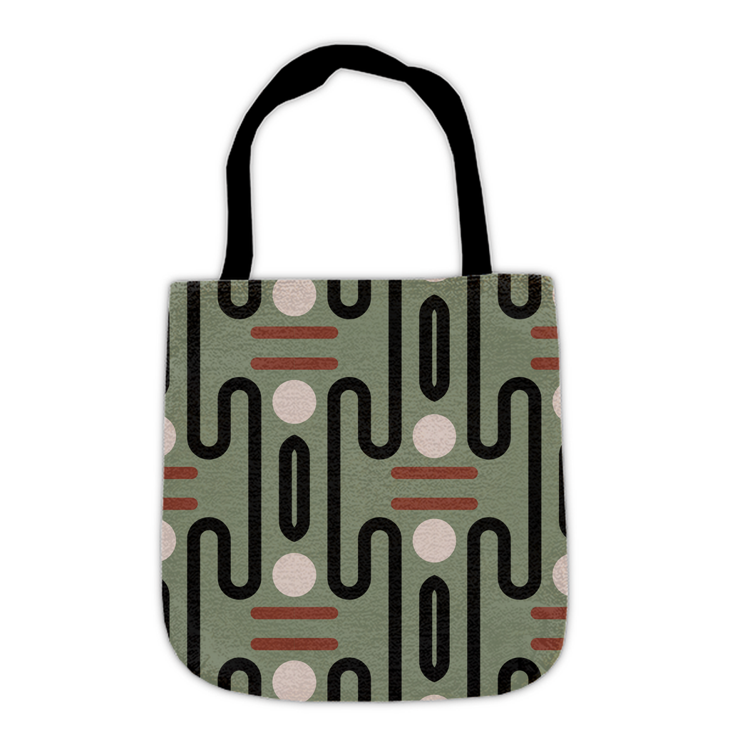 Modern Abstract Green Tote Bag with Geometric Line Design