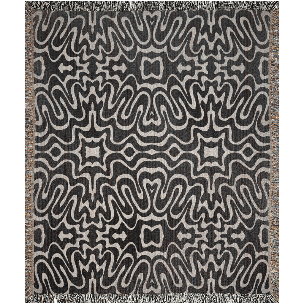 Monochrome Psychedelic Woven Cotton Throw Blanket