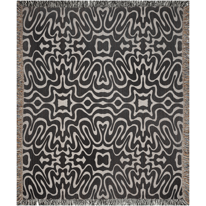 Monochrome Psychedelic Woven Cotton Throw Blanket