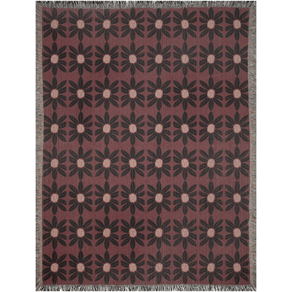 Retro Vintage Floral Woven Throw Blanket