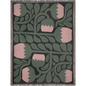 Pink and Green Floral Scandinavian Woven Blanket