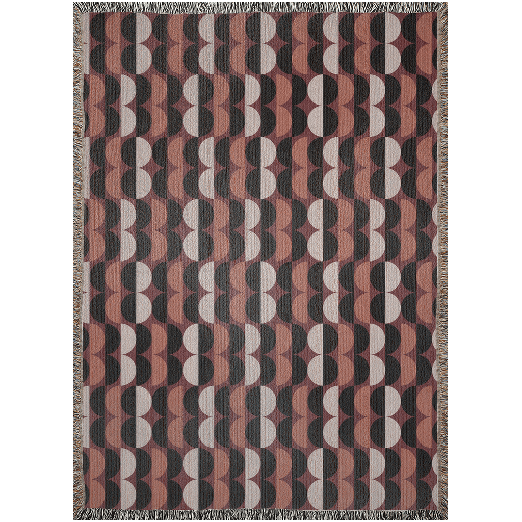 1960s Modern Geo Woven Throw Blanket