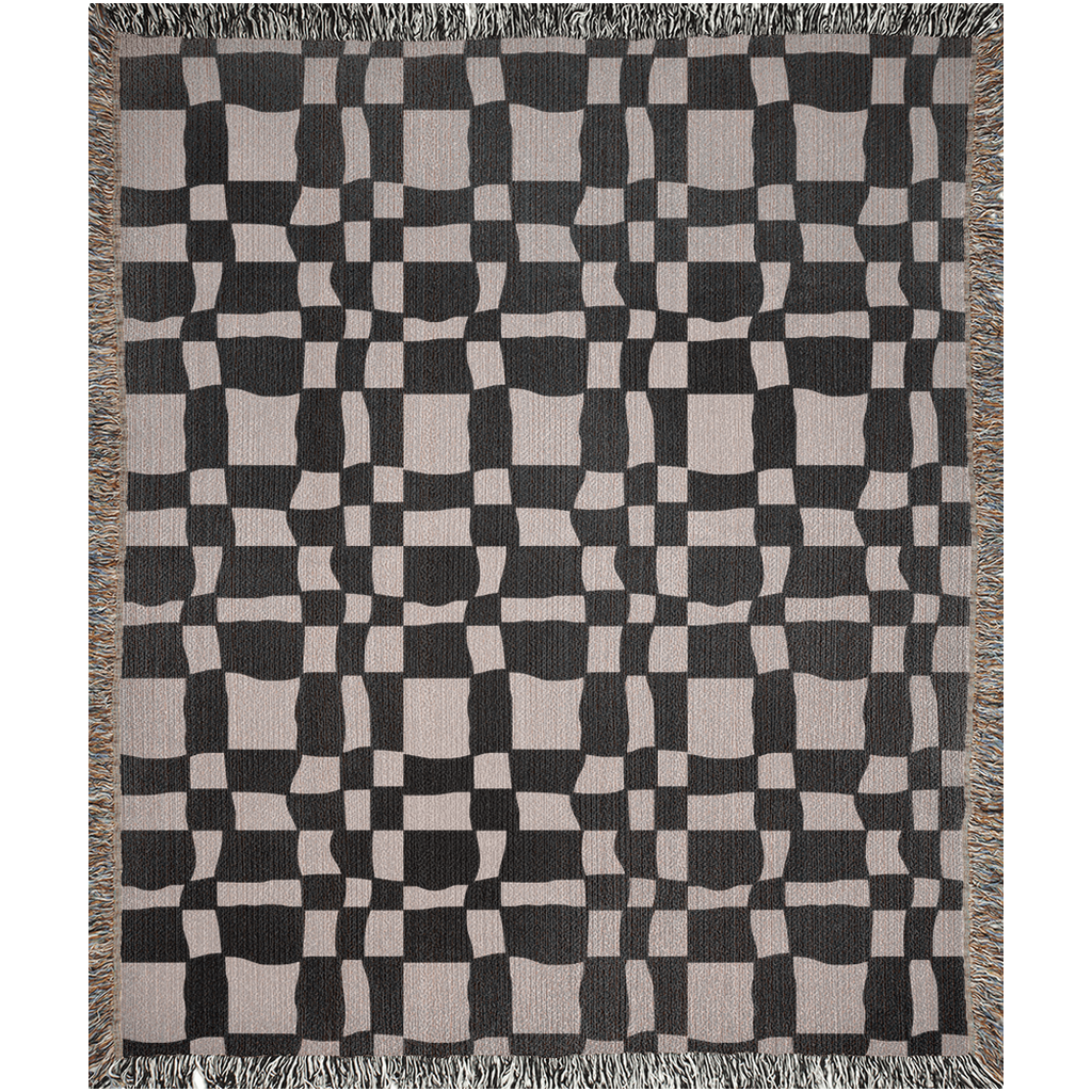 Wavy Checkered Woven Throw Blanket