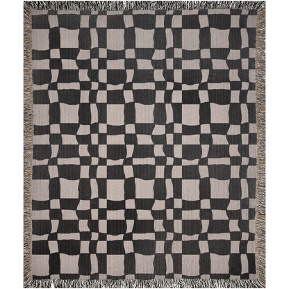 Wavy Checkered Woven Throw Blanket