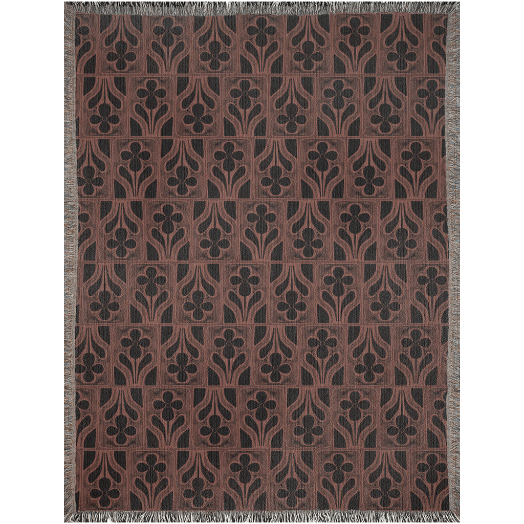 Vintage Floral Motif Woven Throw Blanket
