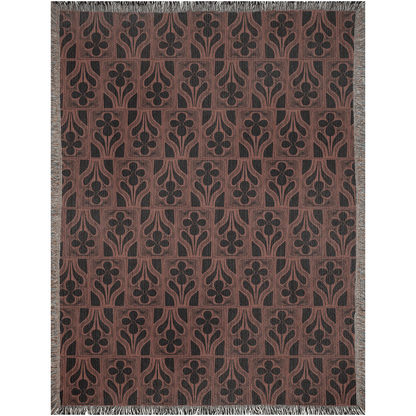 Vintage Floral Motif Woven Throw Blanket