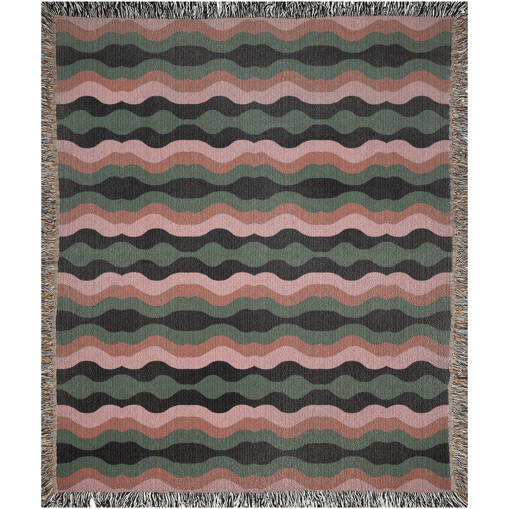 Retro Waves Woven Cotton Blanket