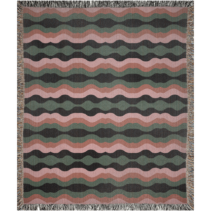 Retro Waves Woven Cotton Blanket
