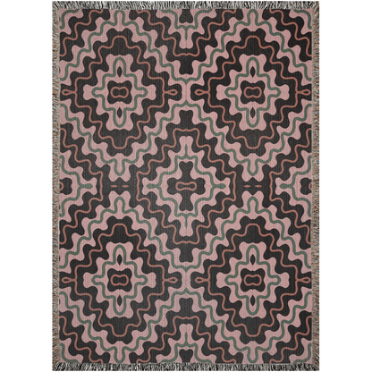 Psychedelic Pink and Black Cotton Woven Throw Blanket