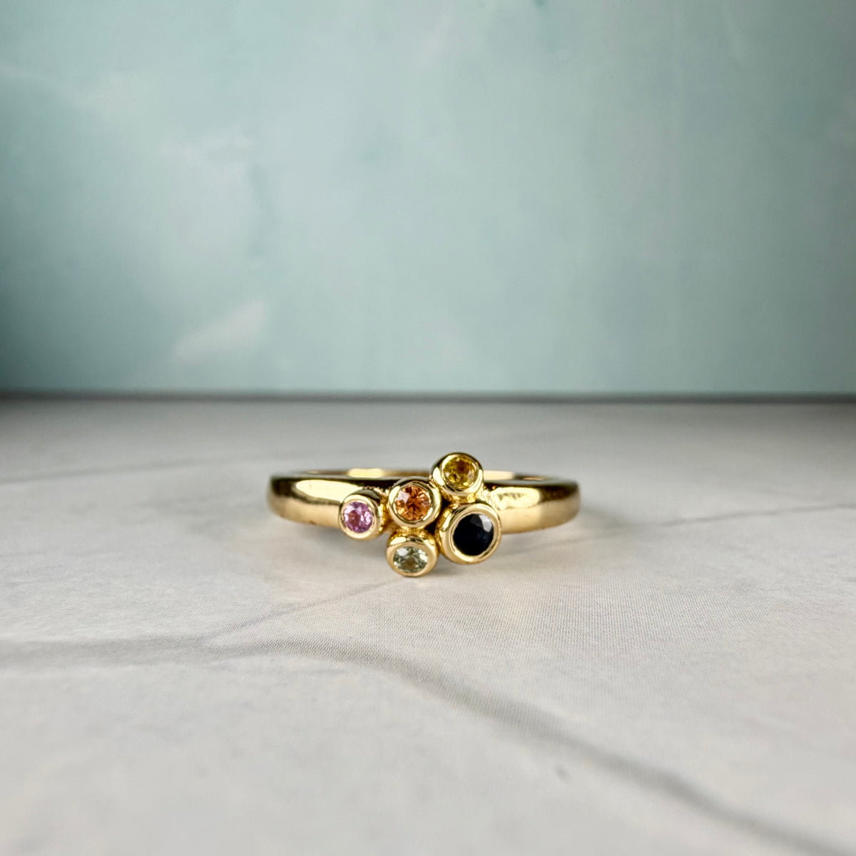 Certified Multi-Color Sapphire Ring | Gold Plated 925 Sterling Silver | Rainbow Sapphire Ring