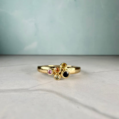 Certified Multi-Color Sapphire Ring | Gold Plated 925 Sterling Silver | Rainbow Sapphire Ring
