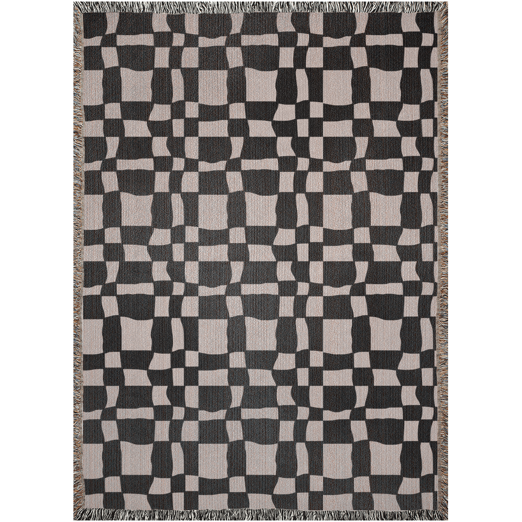 Wavy Checkered Woven Throw Blanket