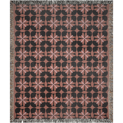 Fall Colors Abstract Flower Pattern Woven Cotton Throw Blankets - Taylor Bassam