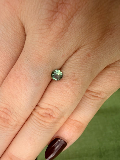 0.50 Ct Natural Montana Sapphire | Round Green Teal Loose Sapphire | Hand Mined Montana Gemstone | American Mined September Birthstone