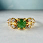 Natural Emerald Ring | 925 Sterling Silver Gold Vermeil Ring | Genuine Untreated Emerald & Natural Zircon Accent Stones