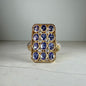 Natural Tanzanite Zircon Statement Ring | Art Deco Gold Plated Sterling Silver
