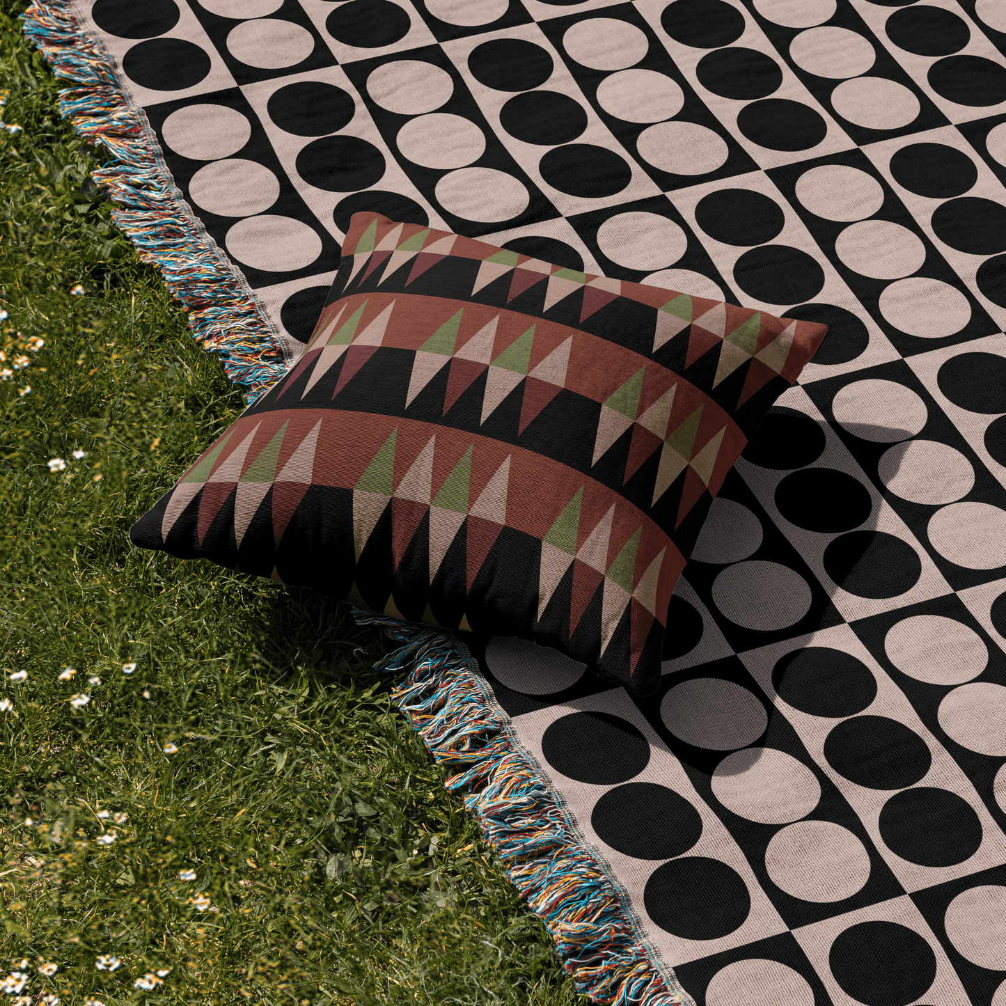 Geometric 1970s Throw Pillow