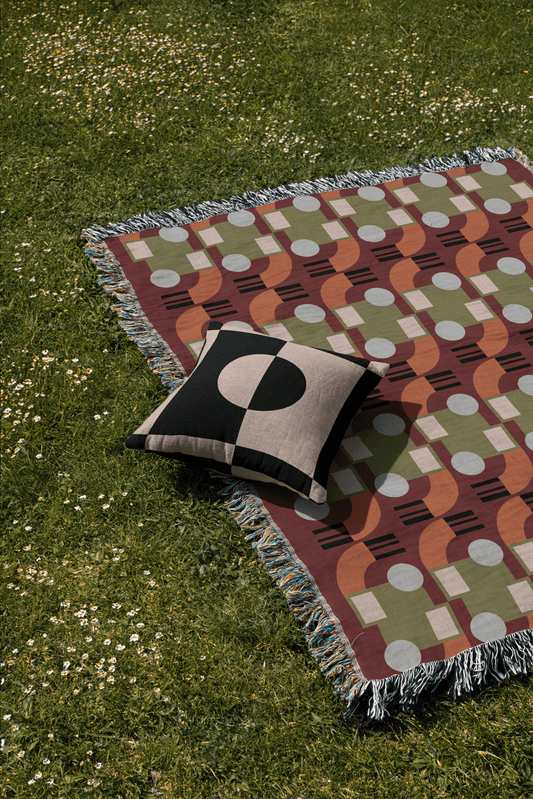 Abstract Geometric Cotton Throw Blanket