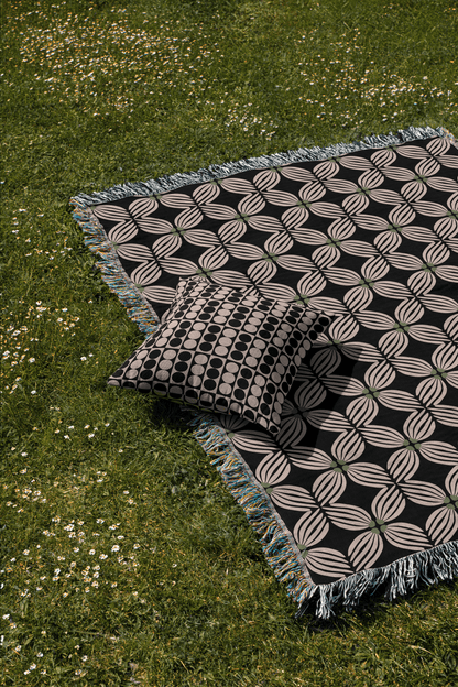 Modern Geometric Floral Woven Cotton Blanket