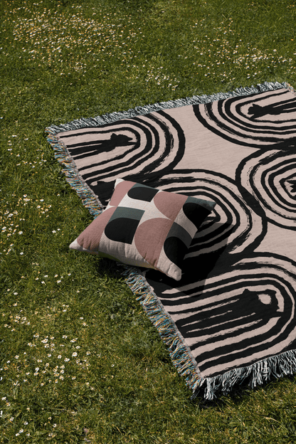 Retro Color Block Woven Pillow