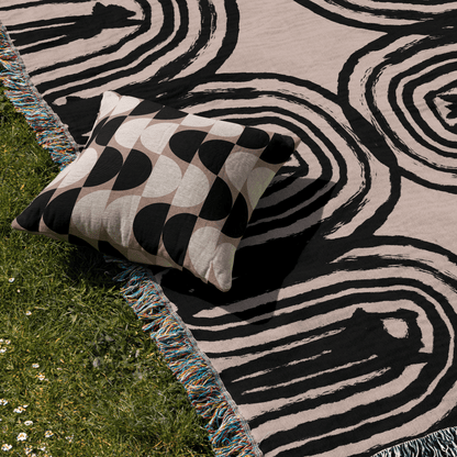 Modern Monochrome Geometric Woven Pillow