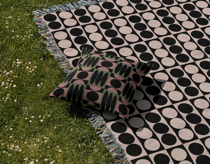 Earthy Geometric Checkered Throw Pillow