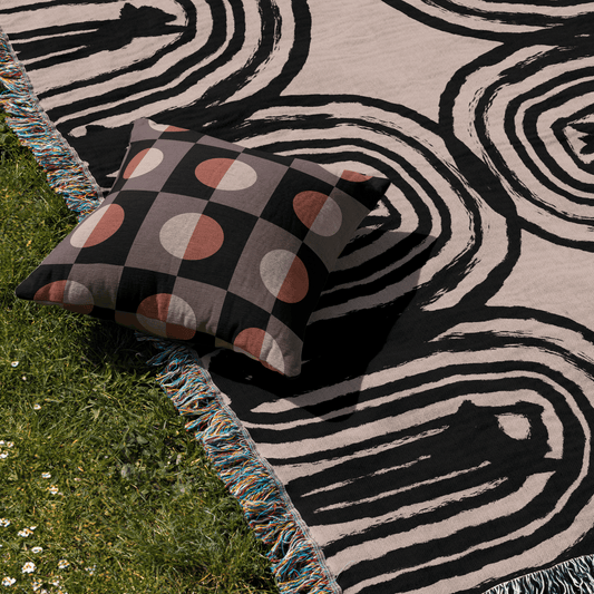 Modern Checkered Circle Woven Pillow