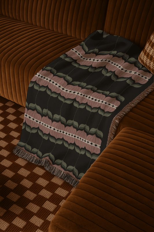 Art Nouveau Tulip Woven Throw Blanket
