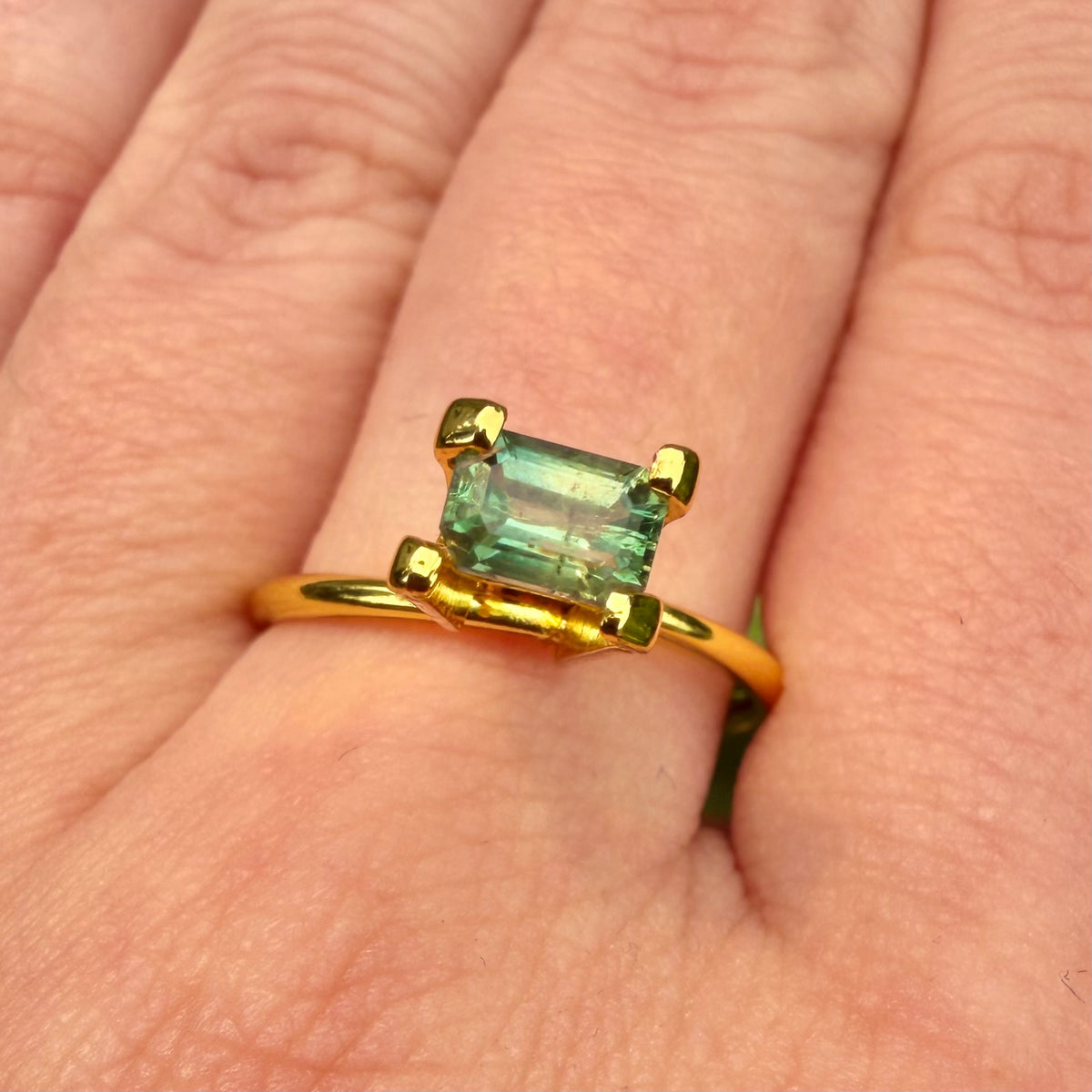 0.65 Ct Natural Montana Sapphire | Emerald Cut Green Teal Loose Gemstone | Hand Mined Montana Sapphire | American Mined September Birthstone