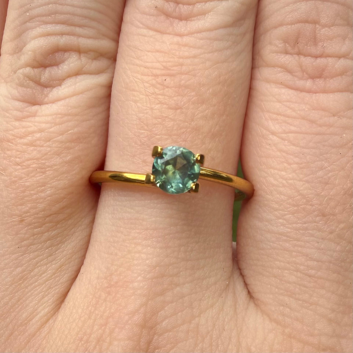 0.50 Ct Natural Montana Sapphire | Round Green Teal Loose Sapphire | Hand Mined Montana Gemstone | American Mined September Birthstone