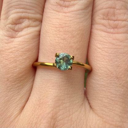 0.50 Ct Natural Montana Sapphire | Round Green Teal Loose Sapphire | Hand Mined Montana Gemstone | American Mined September Birthstone