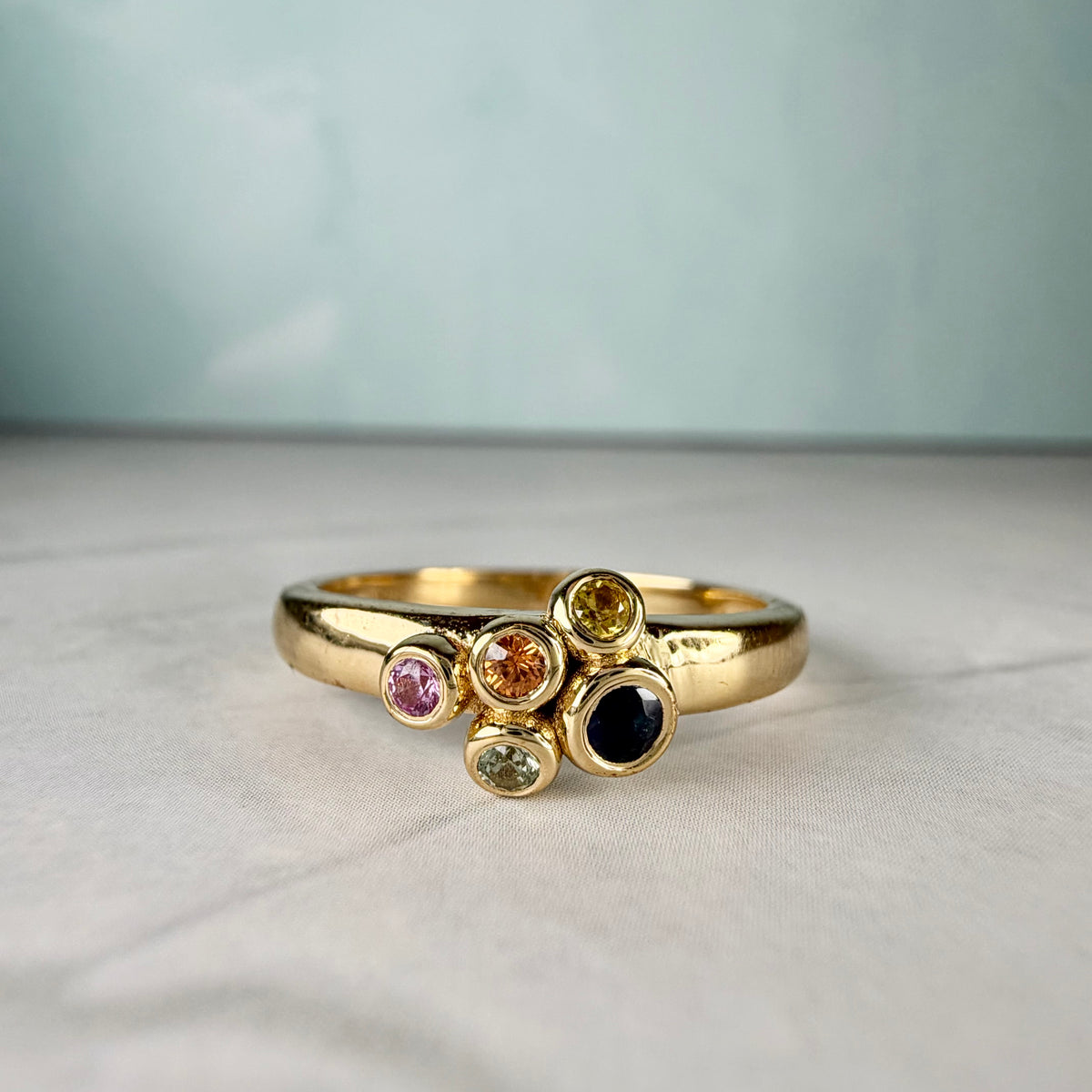Certified Multi-Color Sapphire Ring | Gold Plated 925 Sterling Silver | Rainbow Sapphire Ring