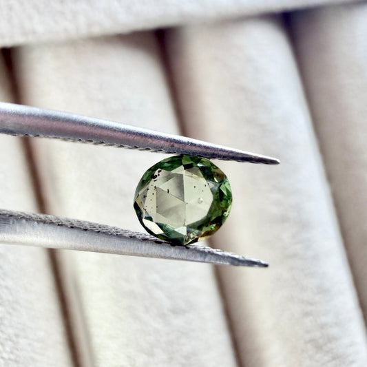 Unheated Montana Sapphire 0.50 ct Green Round Faceted Gemstone | American Mined Collector Stone