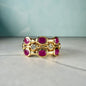 Certified Natural Ruby Ring | Gold Plated 925 Sterling Silver | Natural Heated Rubies & White Topaz | July Birthstone | Statement Stack Ring