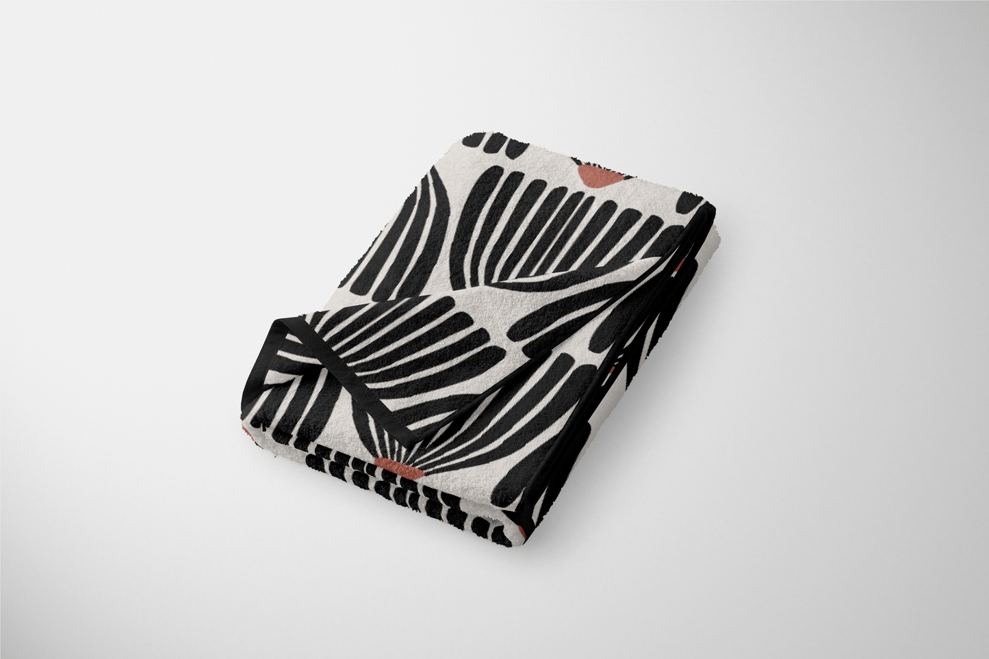 Mid Century Modern Black Flower Pattern Towel