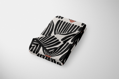 Mid Century Modern Black Flower Pattern Towel