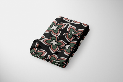 1970s Green and Pink Flower Towel