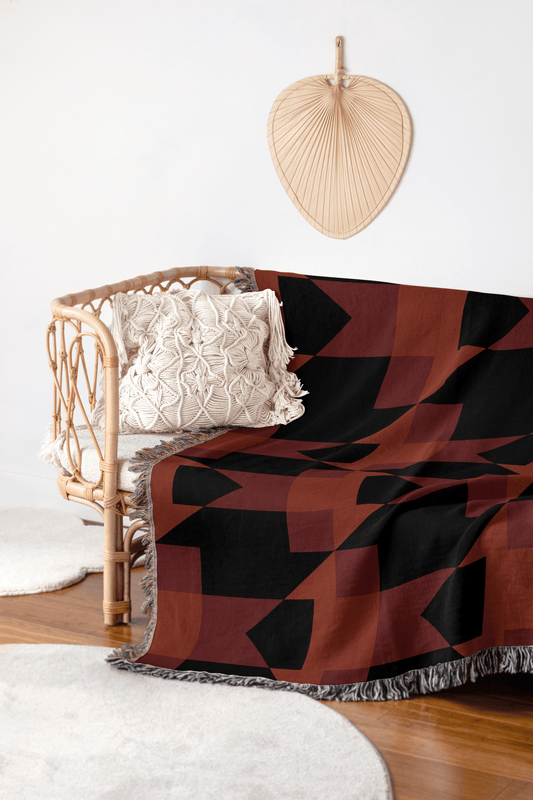 Black & Rust Southwest Woven Throw Blanket