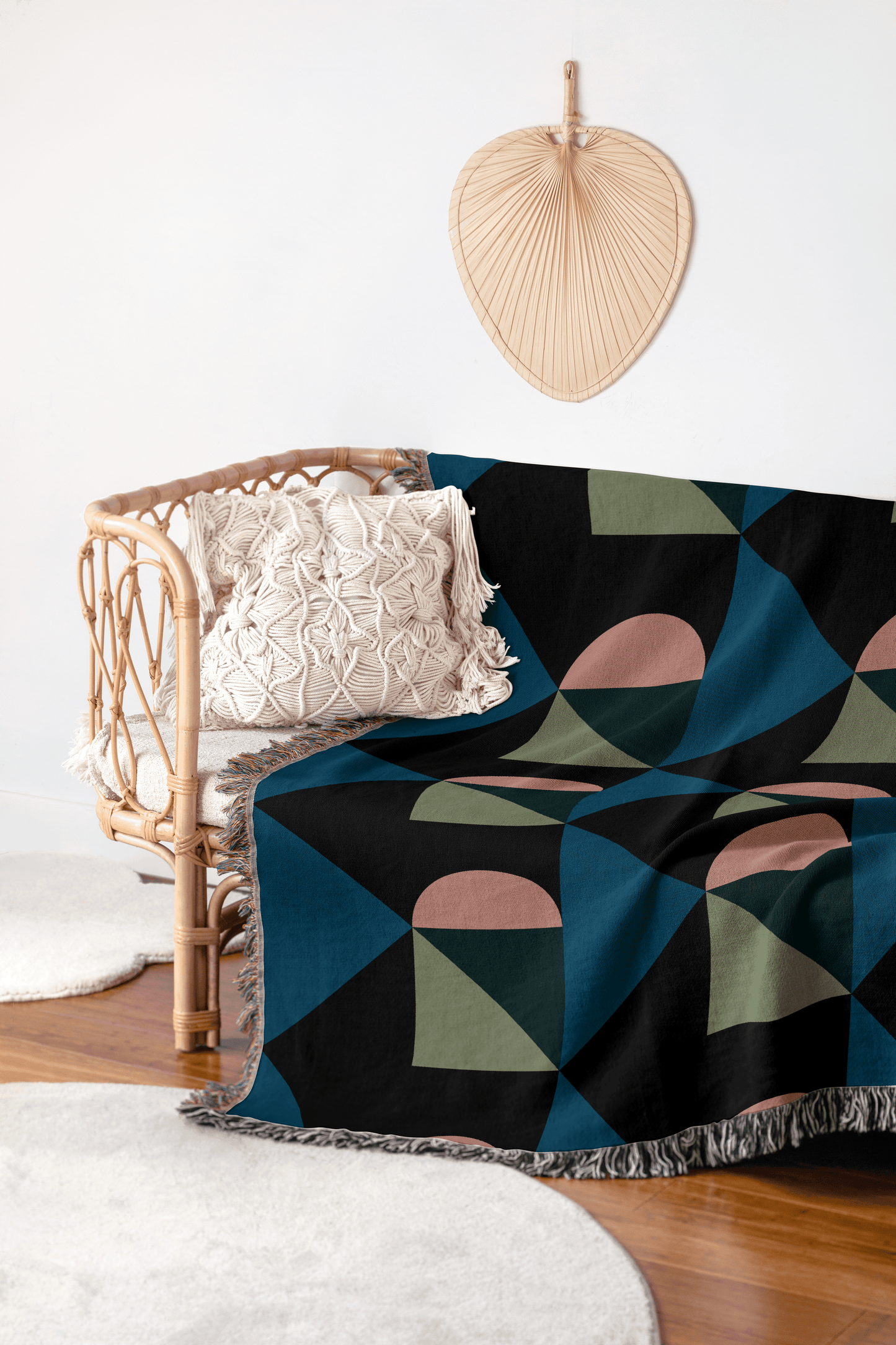 Pink, Teal & Olive Geometric Arch Design – Modern Abstract Decor