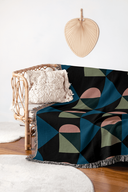 Pink, Teal & Olive Geometric Arch Design – Modern Abstract Decor