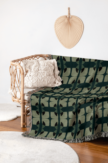 Sage Green & Teal Abstract Botanical Design – Mid-Century Modern Style